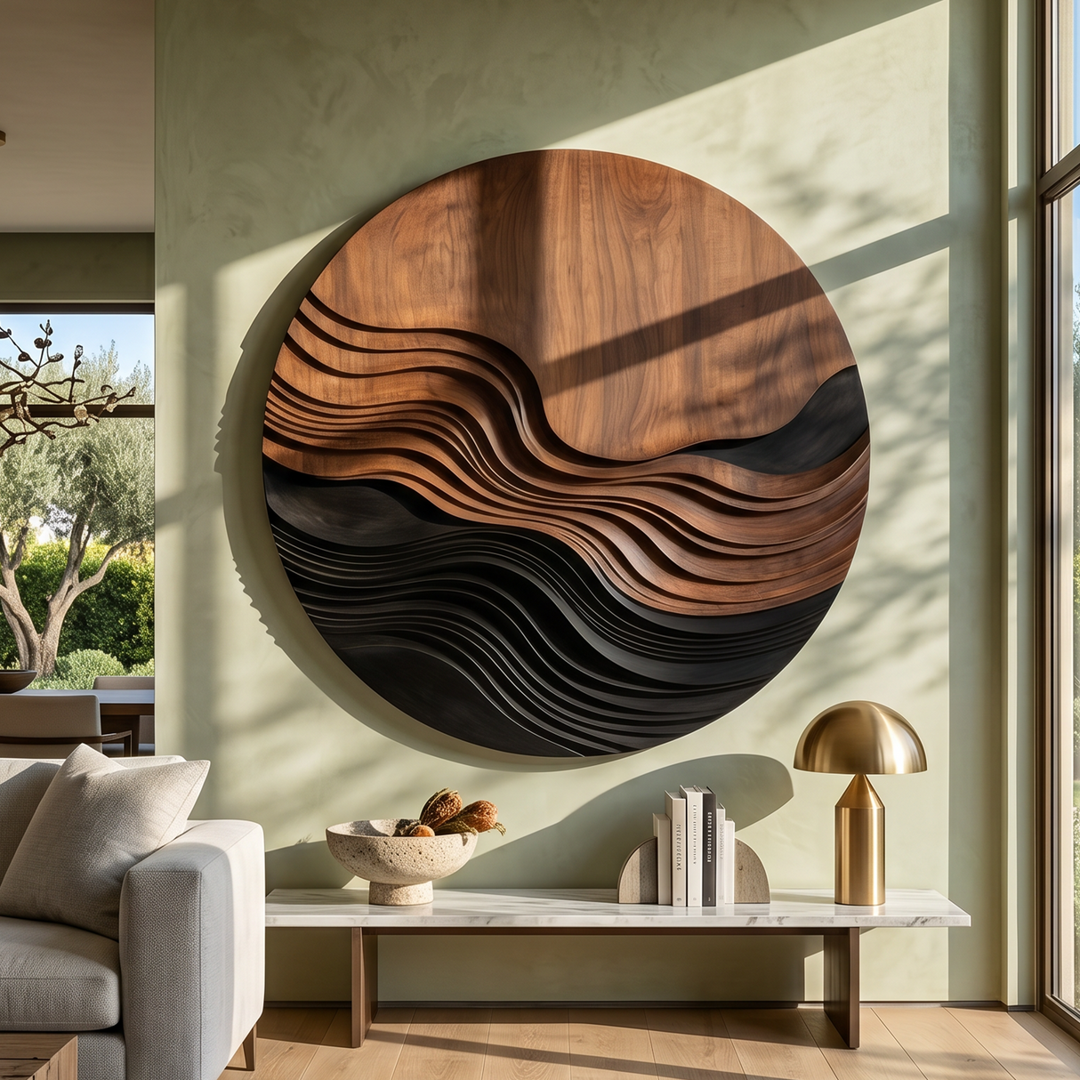 Contemporary Wave Pattern Wall Art For Entryway