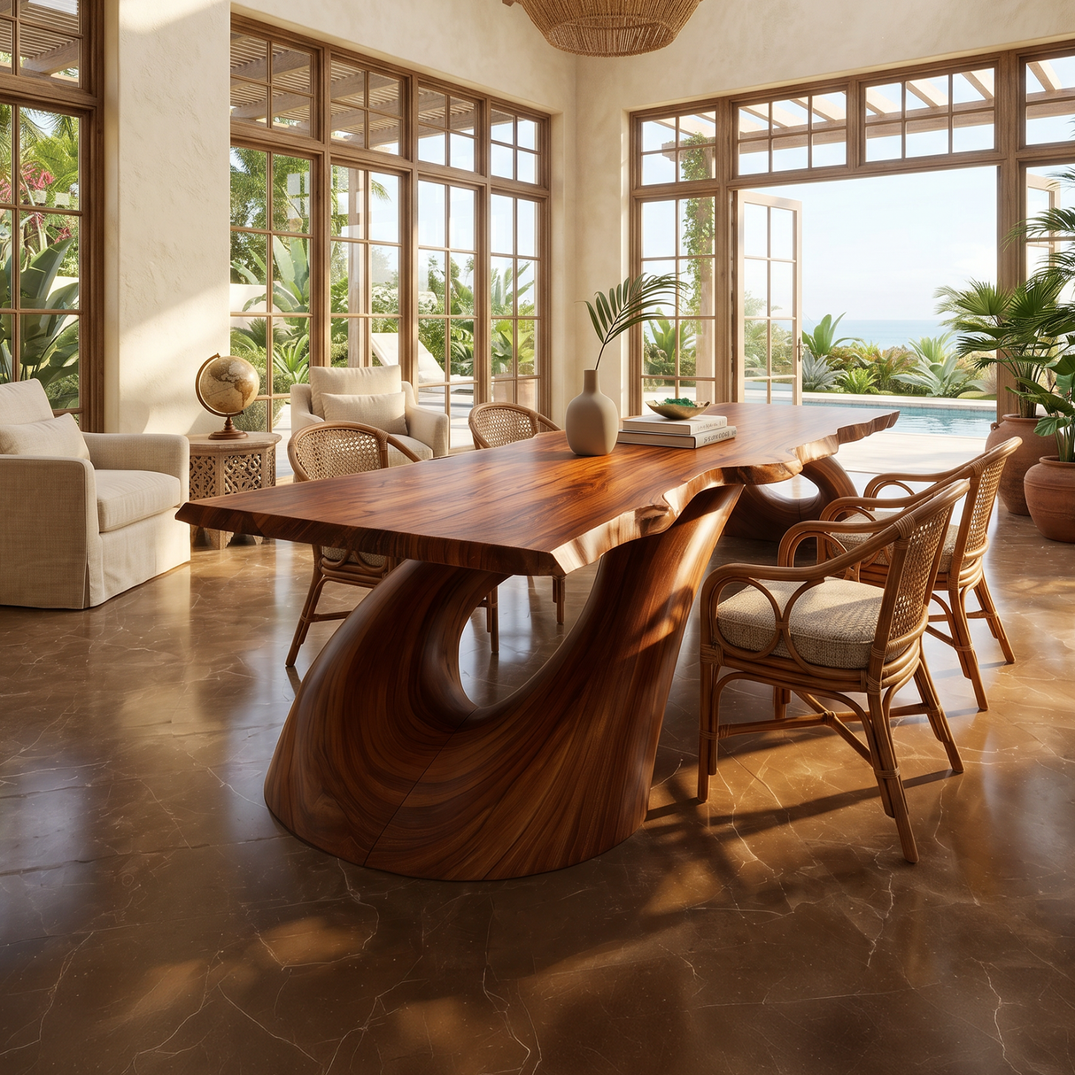 Modern Live Edge Dining Table For Open Concept Dining