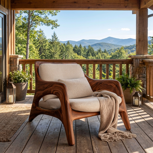 Organic Natural Wood Chair For Home Balcony