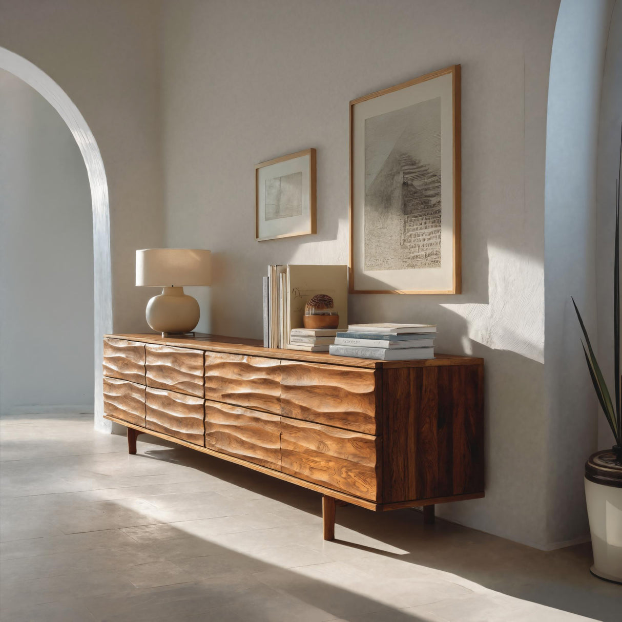 Luxury Sculpted Sideboard For Living Room