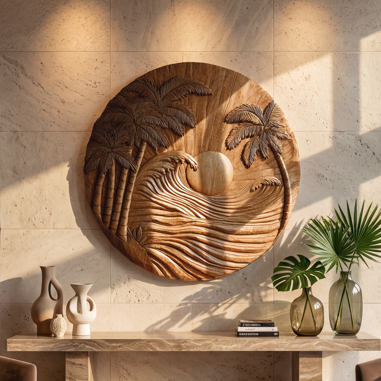 Floral Wooden Wall Sculpture For Elegant Botanical Home Decor