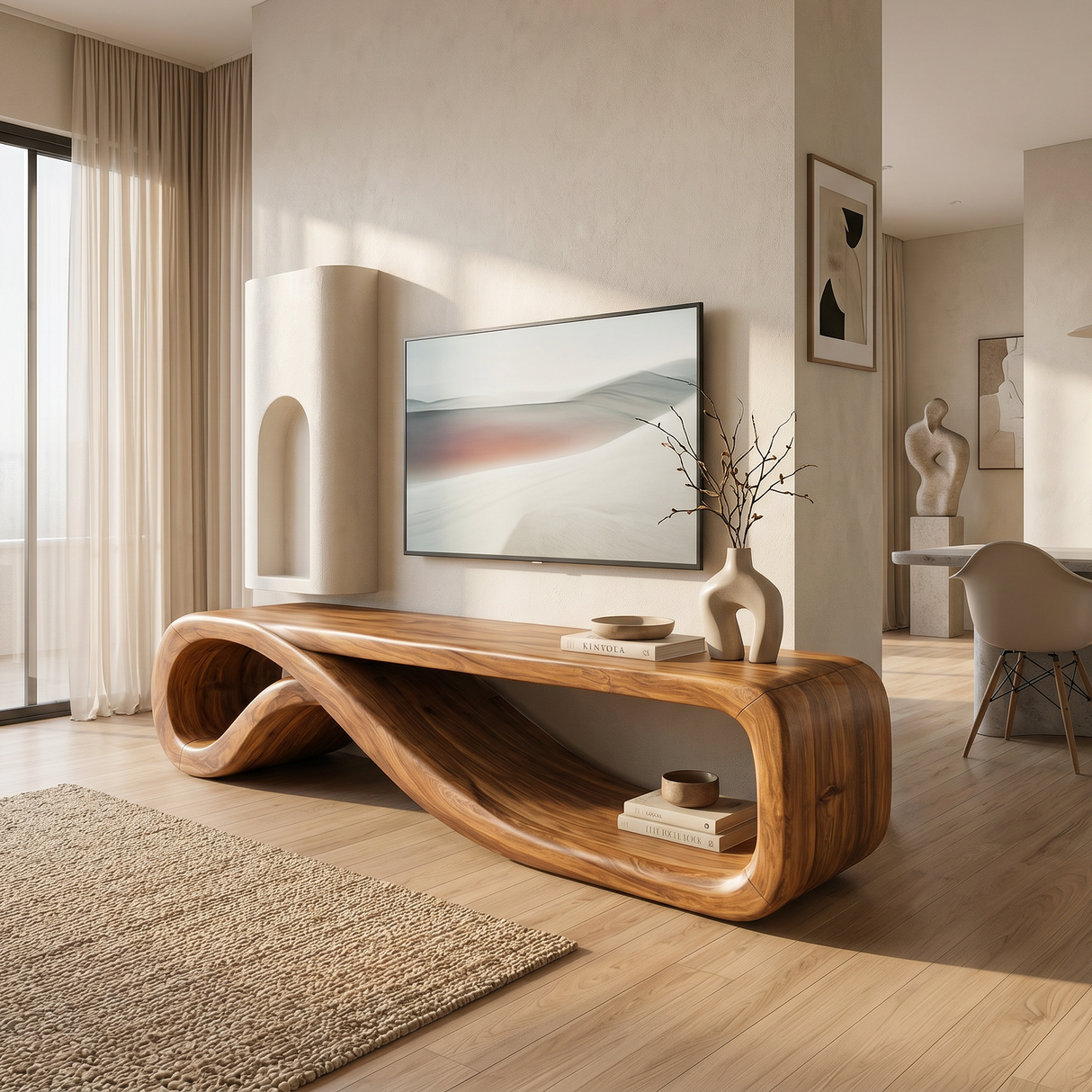 Modern Entertainment Center Sculptural Wood Furniture