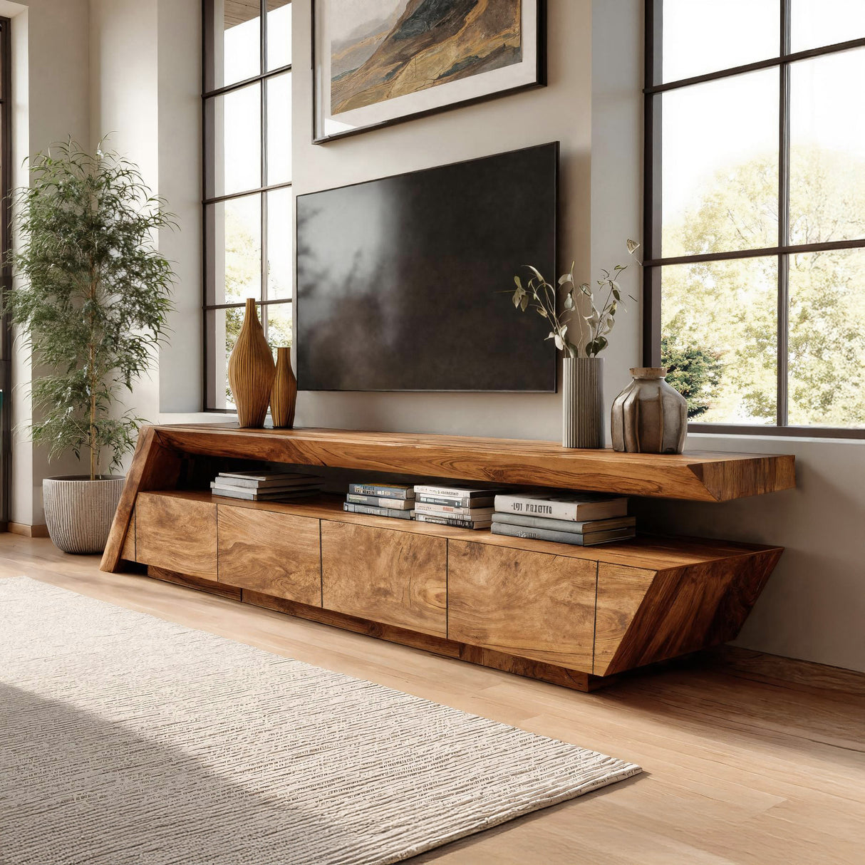 Modern Geometric TV Stand For Living Room