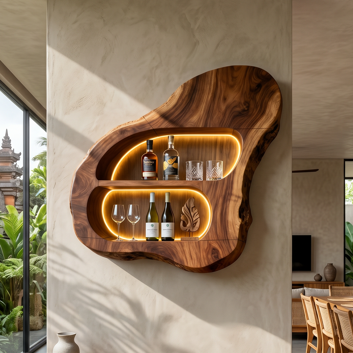 Contemporary Glass Holder Wine Rack Shelf For Dining Room
