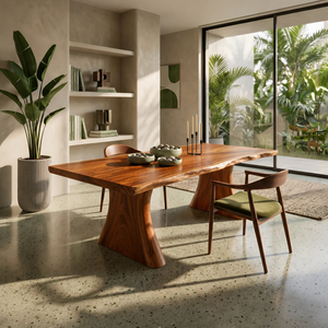 Mid Century Thick Top Dining Table For Contemporary Dining