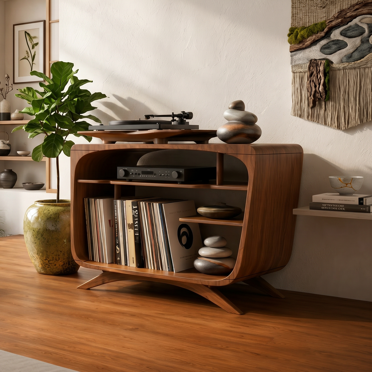 Mid Century Record Player Stand For Lounge Corner Space