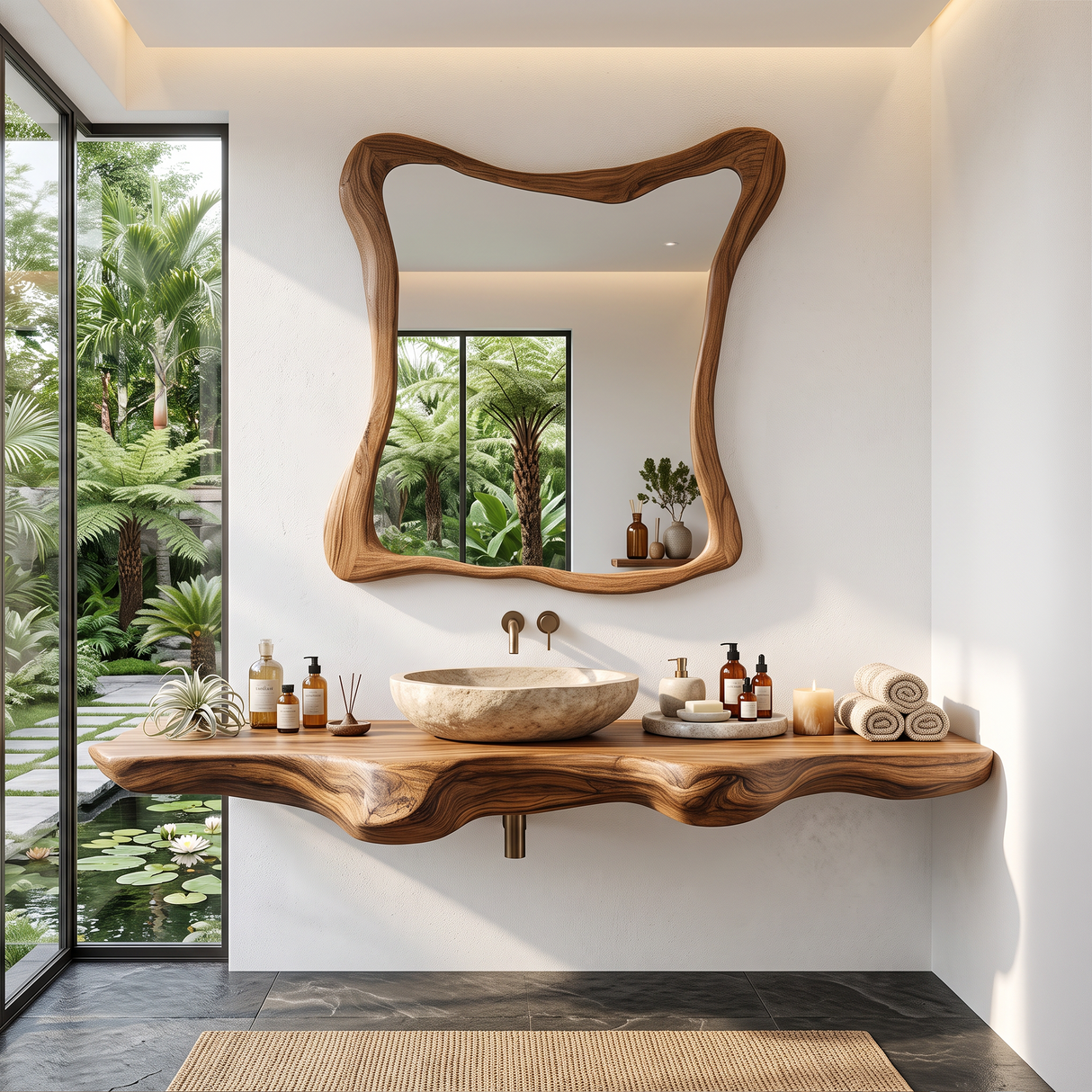 Mid Century Solid Wood Vanity For Sleek Bathroom