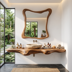 Mid Century Solid Wood Vanity For Sleek Bathroom