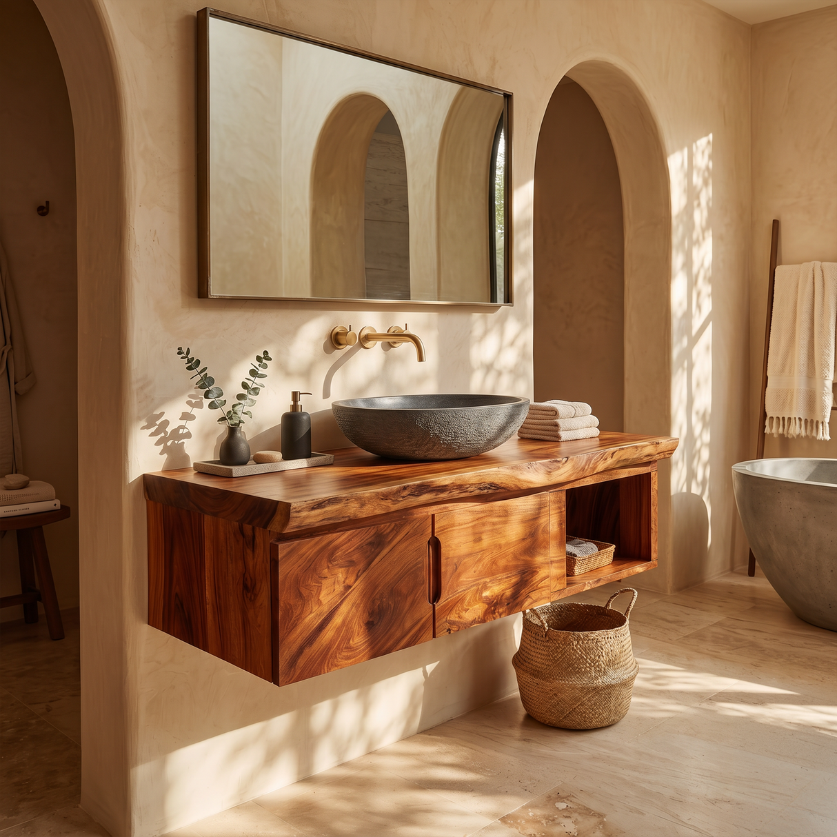 Organic Storage Bathroom Cabinet Modern Ensuite
