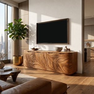 Contemporary Wooden Media Console For Urban Interior