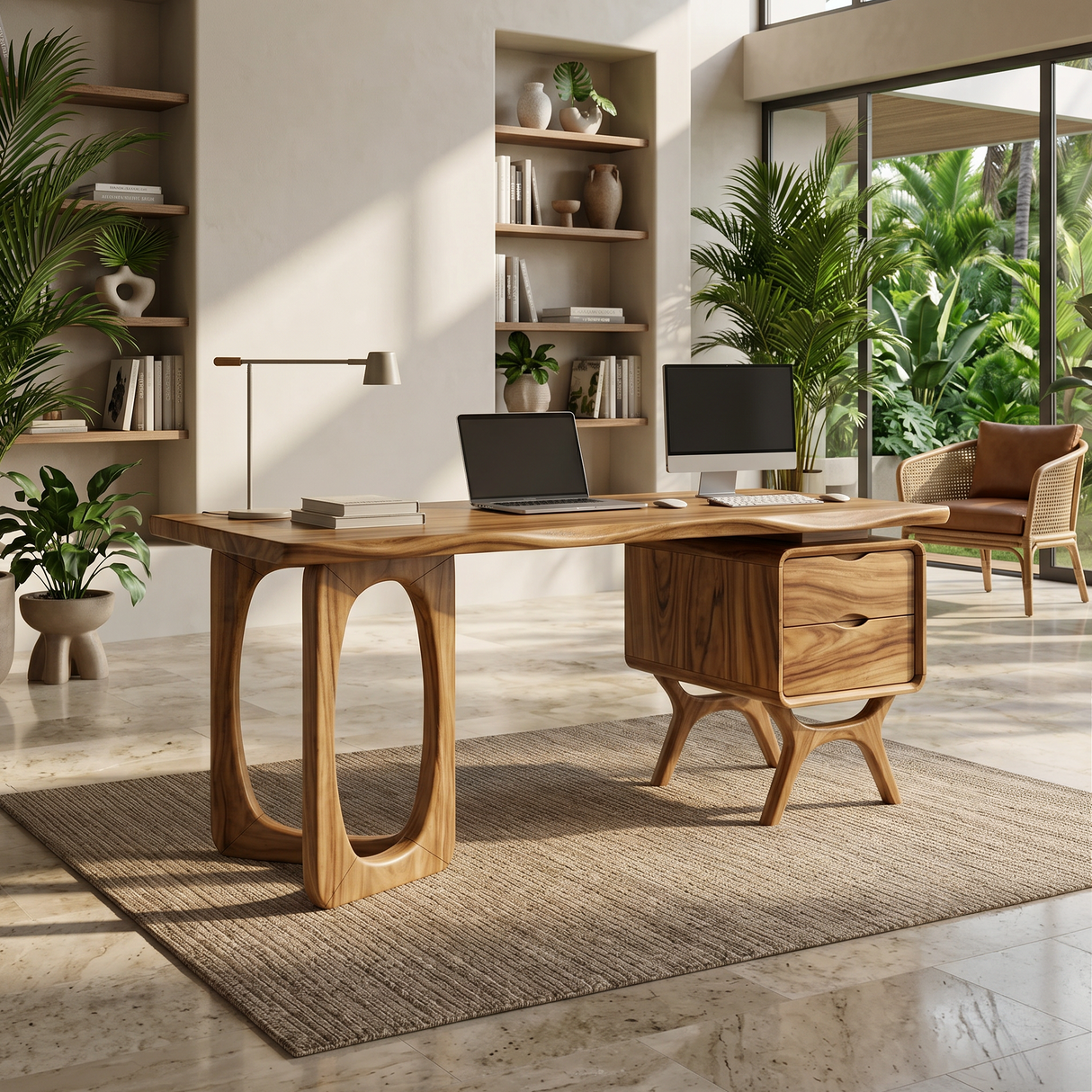 Organic Live Edge Executive Desk Modern Office
