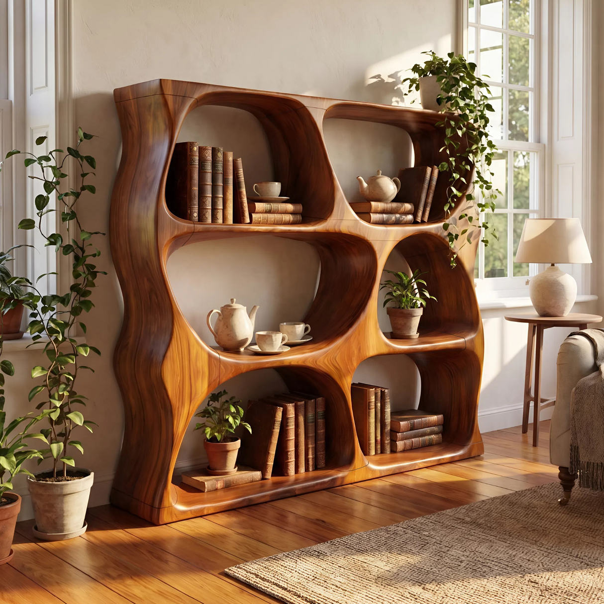 Modern Decorative Bookcase Storage Organizer For Living Room Space