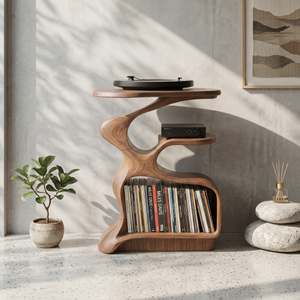 Mid Century Wooden Media Stand Stylish Living Room