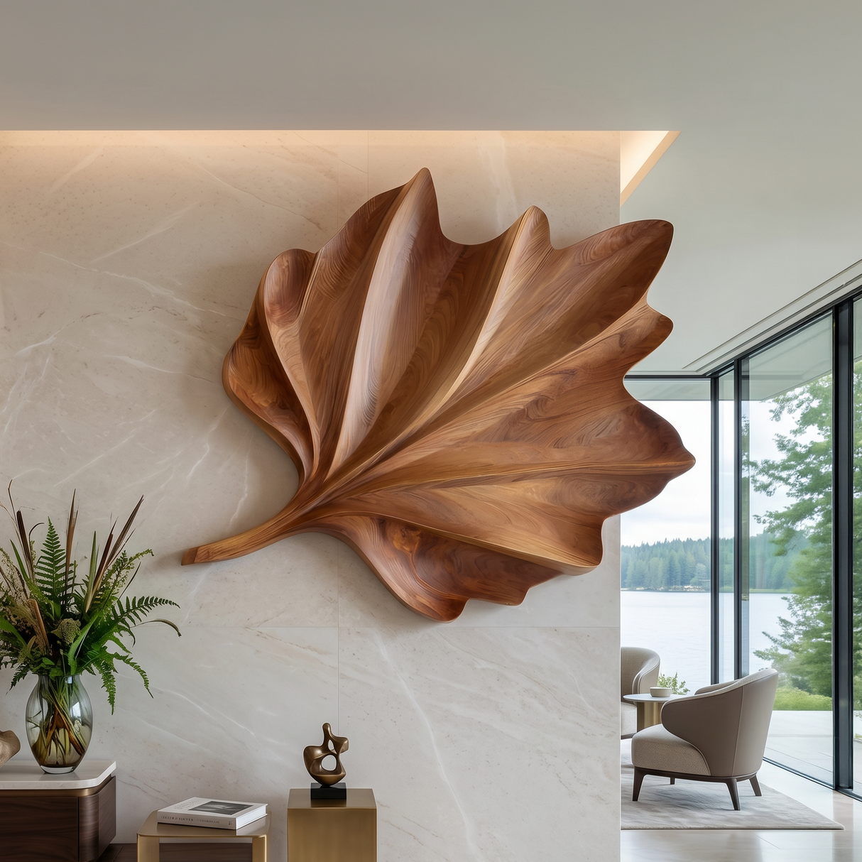 Organic Ginkgo Wall Shelf For Bedroom Interior