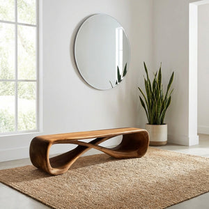 Organic Natural Wood Bench For Minimalist Entryway Styling