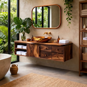 Mid Century Floating Vanity For Luxury Bathroom Interior