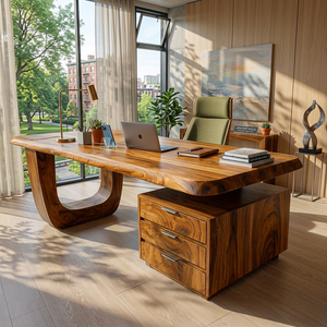 Minimalist Wooden Desk With Drawers For Home Workspace