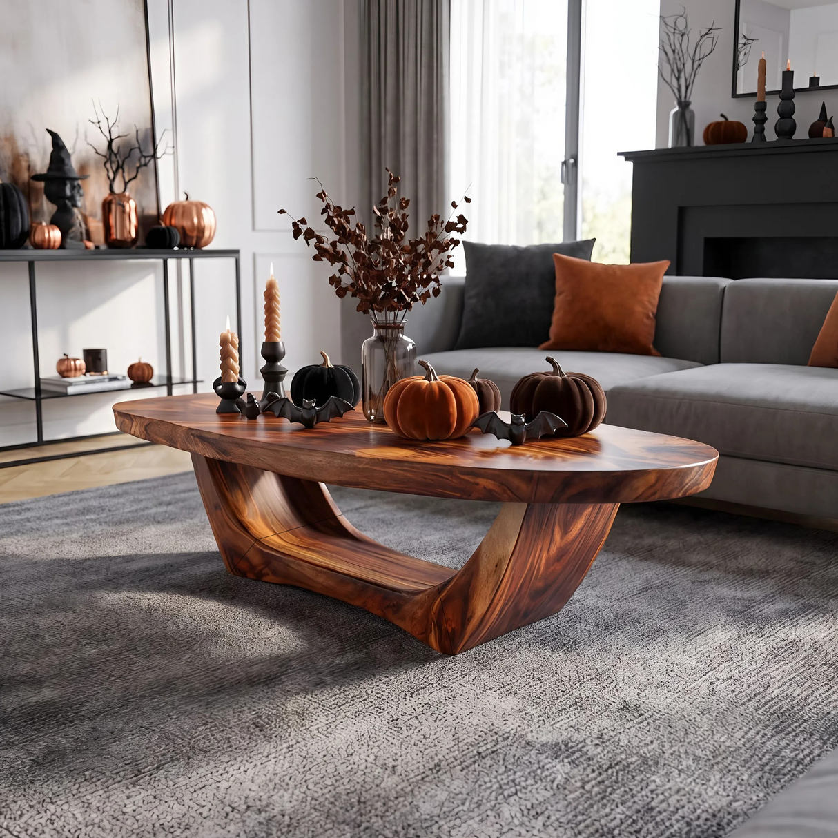 Handcrafted Wooden Live Edge Coffee Table For Living Room Halloween Style