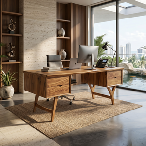Mid Century Executive Desk Modern Workspace