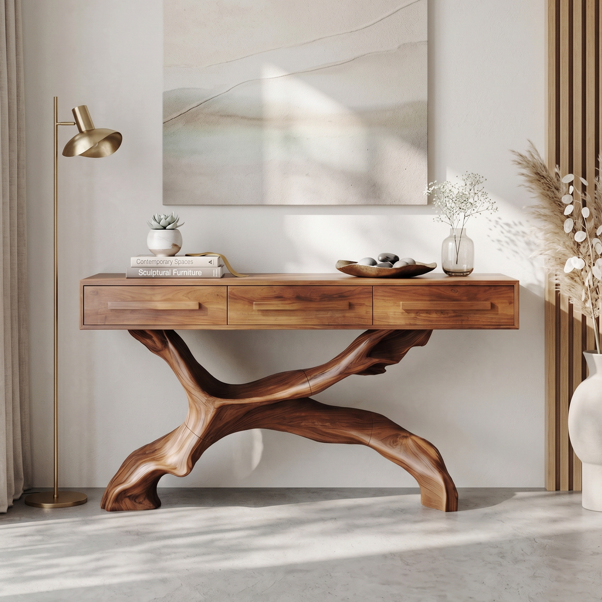 Mid Century Live Edge Entryway Table For Bedroom Rustic Accent