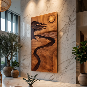 Organic Desert Wood Wall Art For Minimalist Contemporary Interior Design