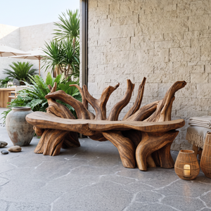 Mid Century Wooden Bench Outdoor Decor For Sleek Exteriors