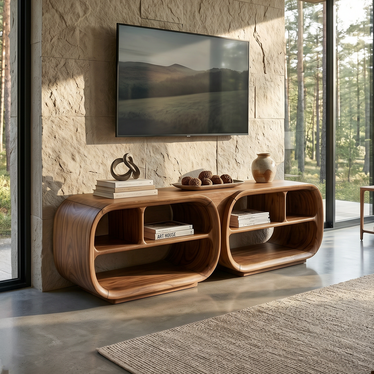 Luxury TV Console Architectural Wood Design