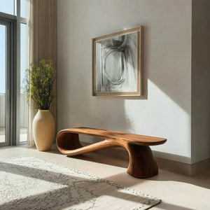 Minimalist Wooden Bench For Living Room Accent Decor