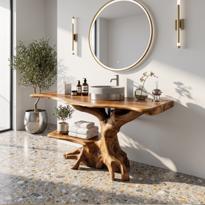 Farmhouse Live Edge Bathroom Vanity Rustic Solid Wood For Bathroom