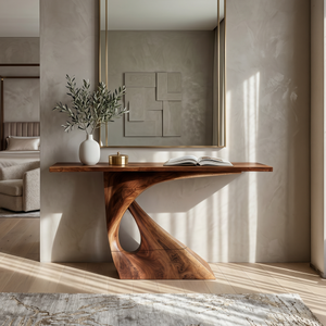 Mid Century Raw Edge Entry Table For Luxury Suite Interior