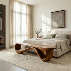 Contemporary Natural Wood Bench For Home Entry Decor