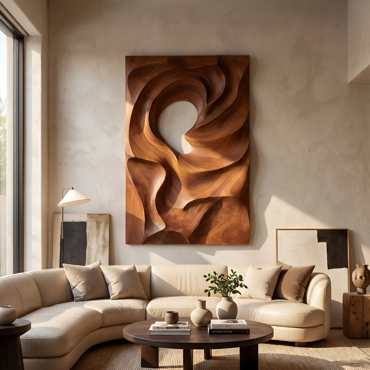 Mid Century Organic Wall Art Panel For Bedroom Interior