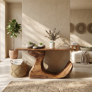 Mid Century Organic Edge Console Table For Grand Foyer Interior