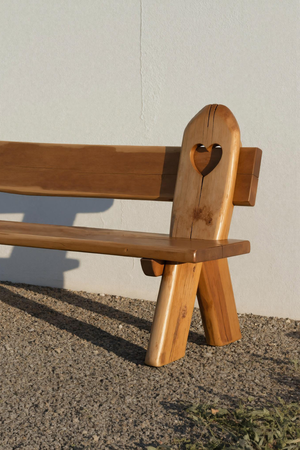 Rustic Handmade Bench With Heart Cutout For Garden Or Porch