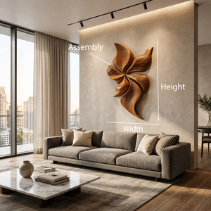 Modern Wooden Wall Art With Floral Inspired Sculpture For Living Room