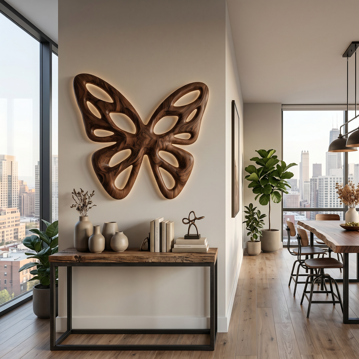 Elegant Abstract Butterfly Wooden Wall Art For Living Room Accent