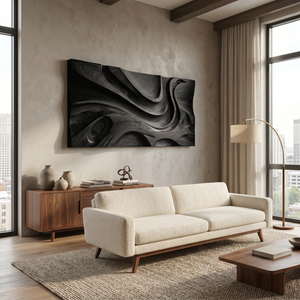Wooden Wall Art With Hand Carved Wave For Modern Home