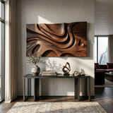 Wooden Wall Art With Hand Carved Wave For Modern Home
