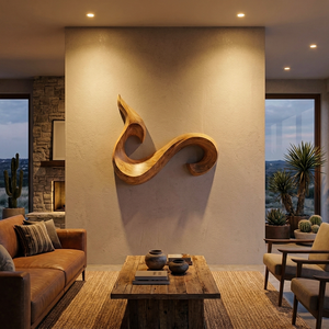 Modern Abstract Curved Wooden Wall Art For Living Room Decor