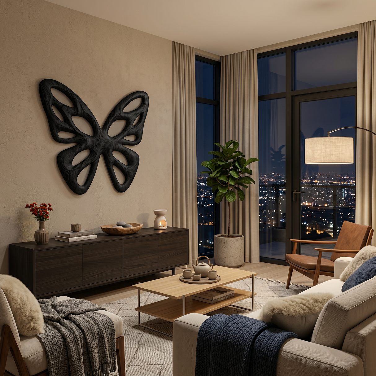 Elegant Abstract Butterfly Wooden Wall Art For Living Room Accent