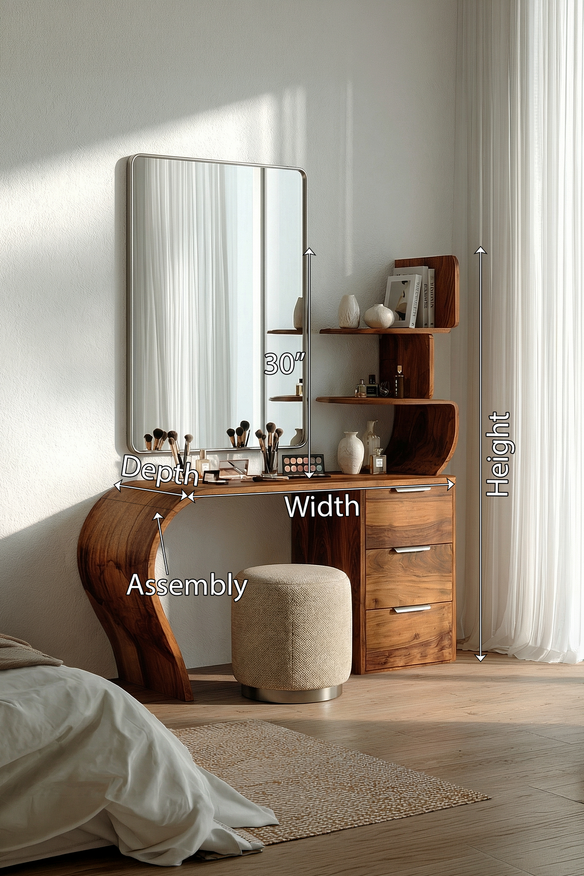 Boho Makeup Vanity Desk Bedroom Dressing Area Beauty Space