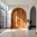 Elegant Arched Double Entry Door With Panels For Villa