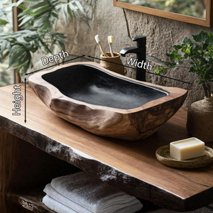 Farmhouse Rustic Wooden Vessel Sink For Home Bathroom