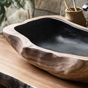 Farmhouse Rustic Wooden Vessel Sink For Home Bathroom