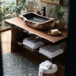 Farmhouse Rustic Wooden Vessel Sink For Home Bathroom