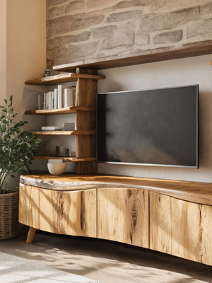 Modern TV Stand With Sculpted Storage For Living Room
