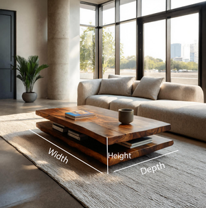Elegant Wooden Coffee Table Two Layers For Living Room
