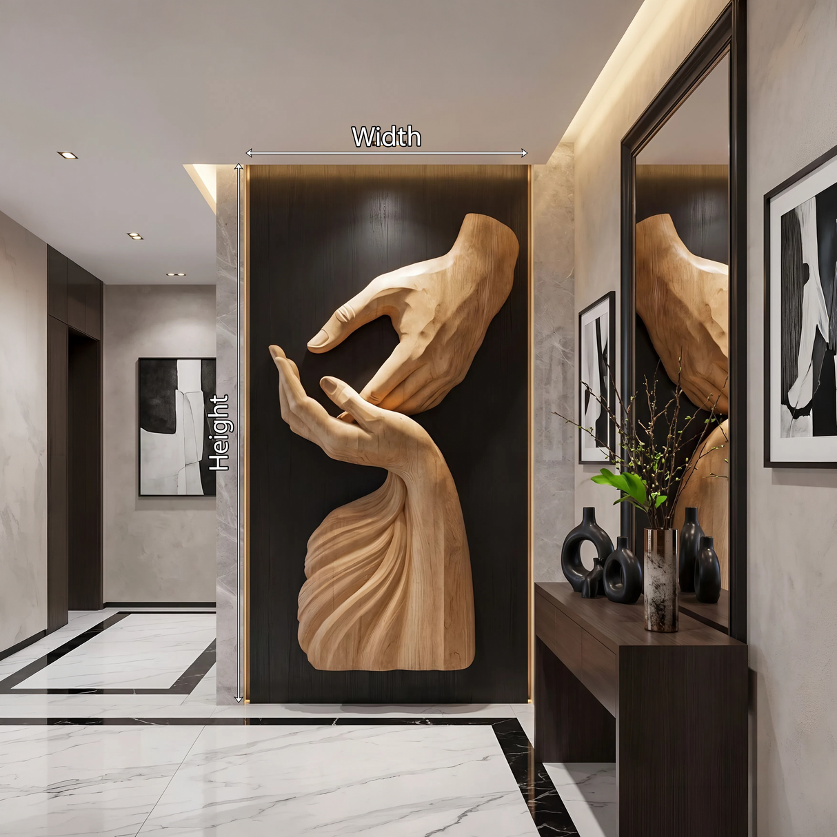 Mid Century 3D Wood Wall Art For Living Room Accent Decor