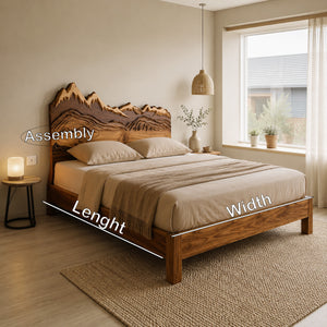 Mountain Headboard Carved And Bed Frame For Bedroom