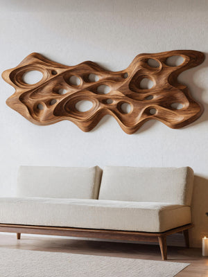 Modern Organic Sculptural Wall Art Panel For Holiday Decoration